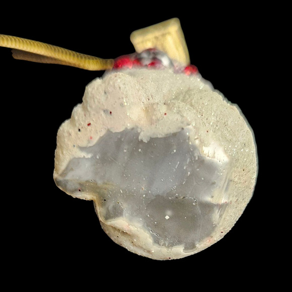 Christopher Radko White Cat Ornament Santa Hat & Scarf 3" Glass Glittered - Picture 4 of 4